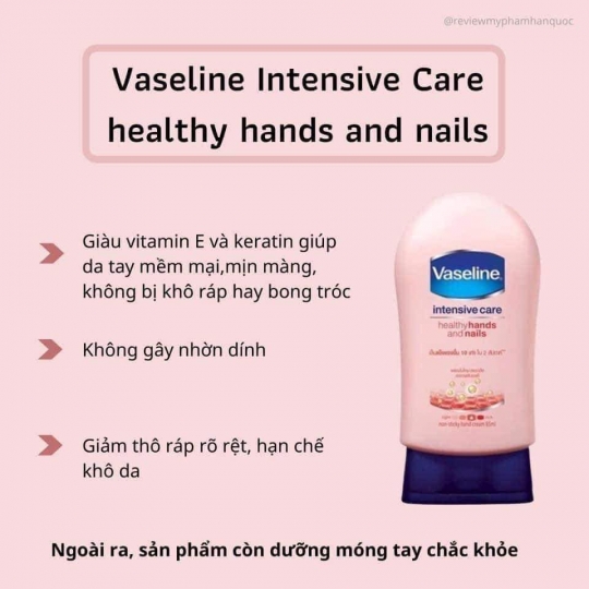 DƯỠNG TAY VASELINE HEALTHY HANDS AND NAILS 85ML (HỒNG) - CHAI